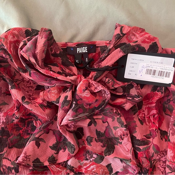 PAIGE Elynne Floral 100% silk tie-neck blouse - Picture 3 of 10